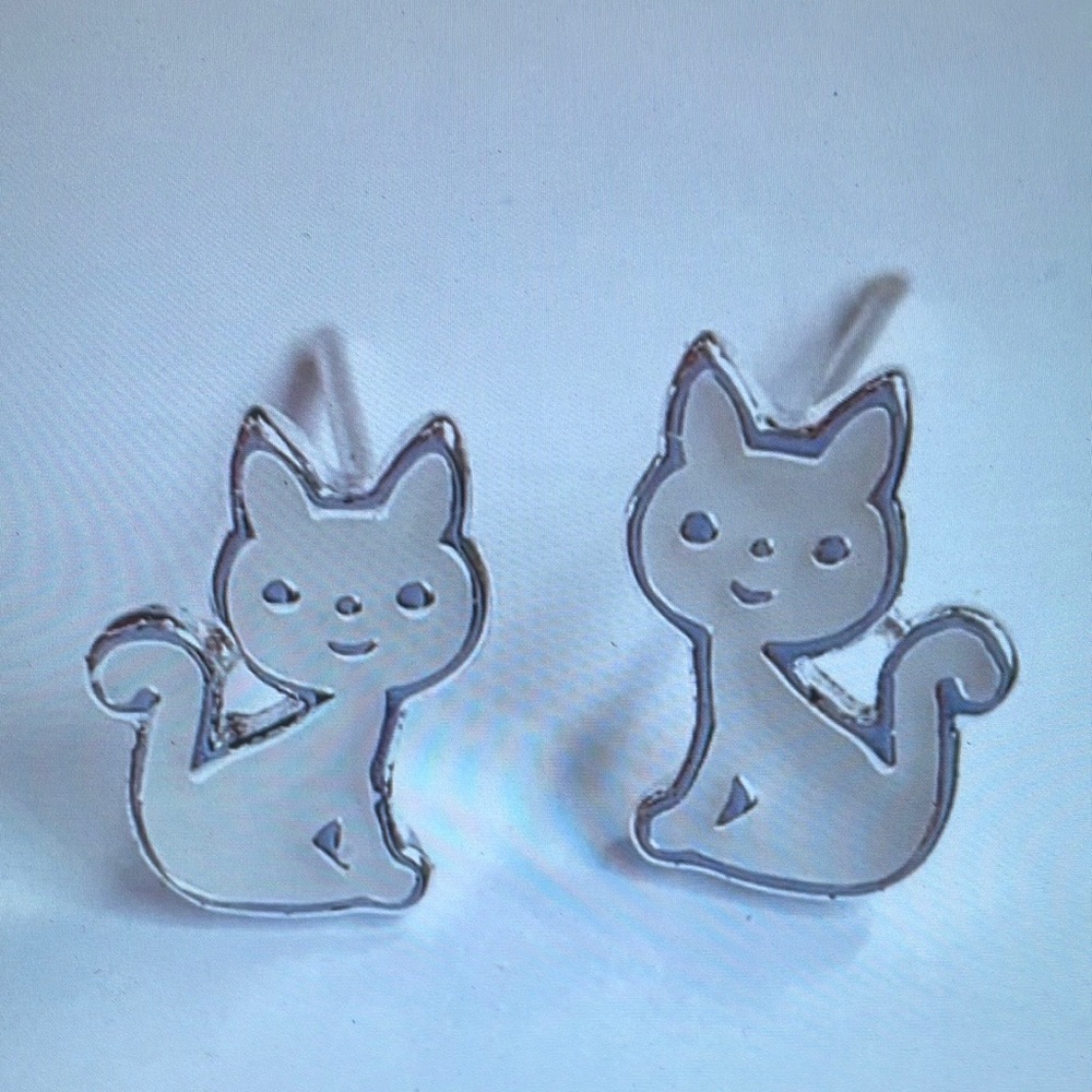 Silver Cat Earrings